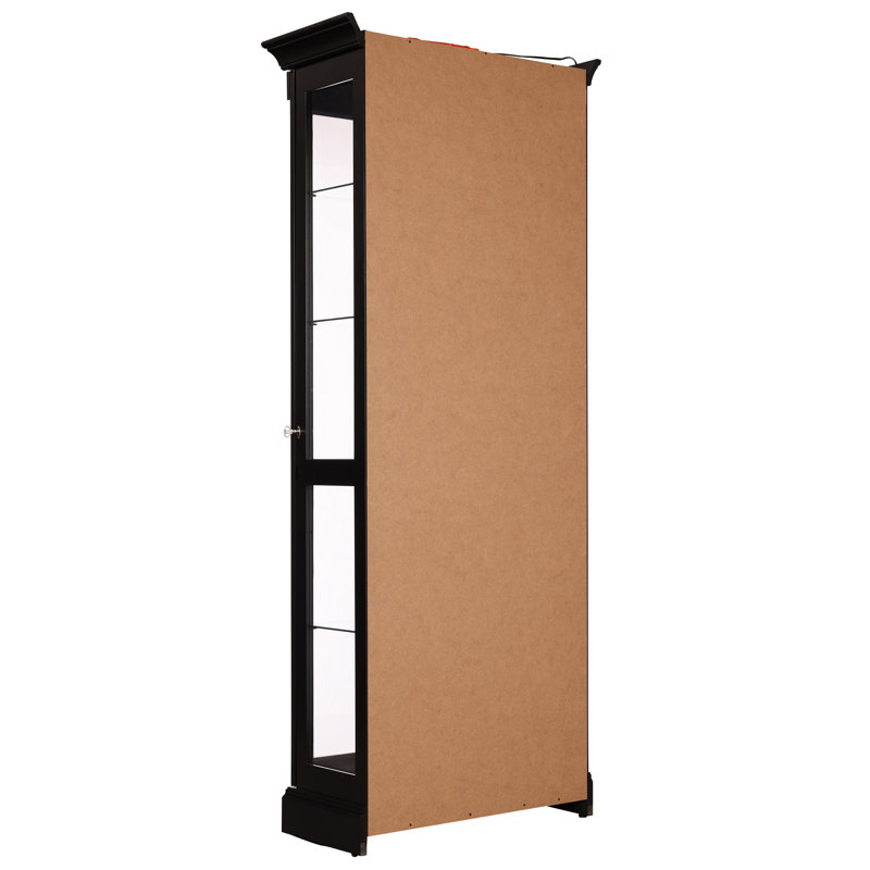 Brigid Lighted Curio Cabinet, Black Satin