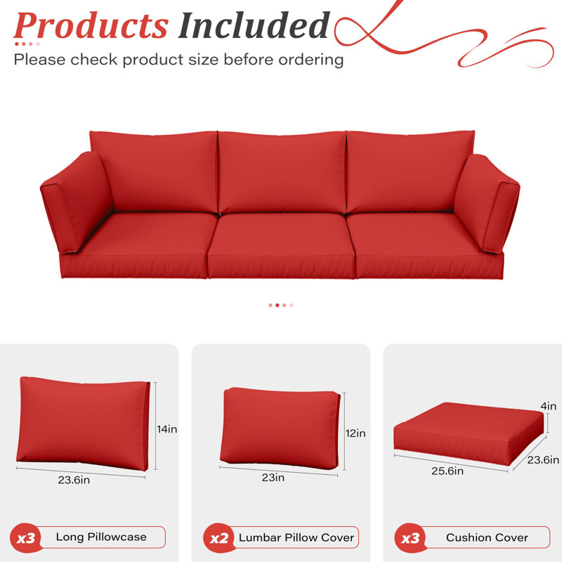 Cartert 8 Pcs Outdoor Cushion Covers Set For Outdoor Cushions and Patio Furniture Cushions Cover, Only Covers , Red