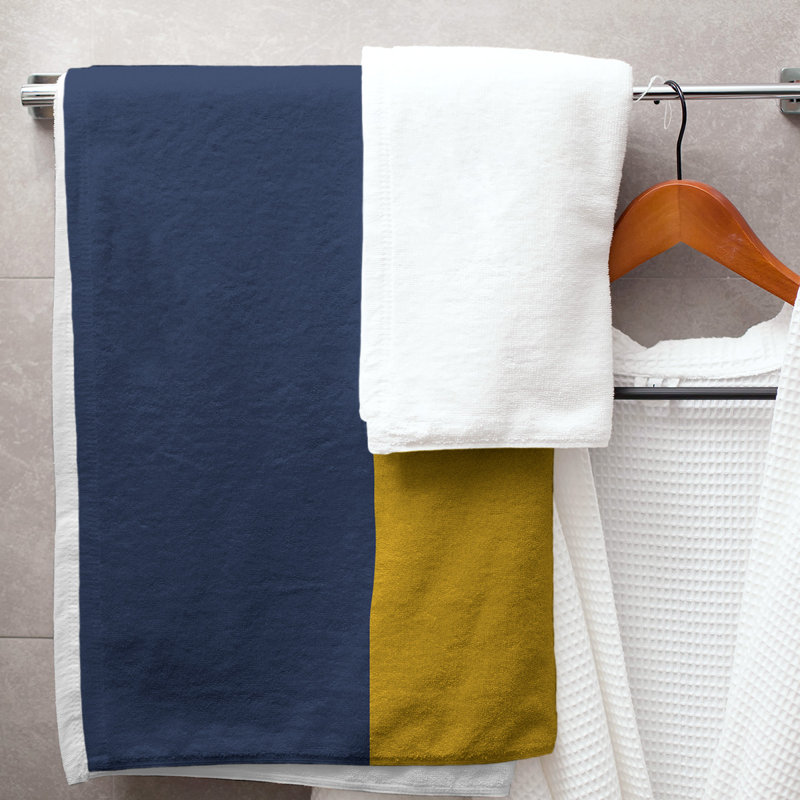 Nashville Lightweight Bath Towel, Polyester/Cotton, Navy Blue/Gold/White