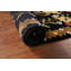 Tapis unique jaune, noir et orange de 4 pi 3 po x 6 pi 1 po