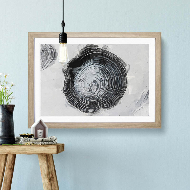 Circle over in Abstracto - Picture Frame Graphic Art Print, 27cm H x 36cm W x 2cm D, Oak Framed