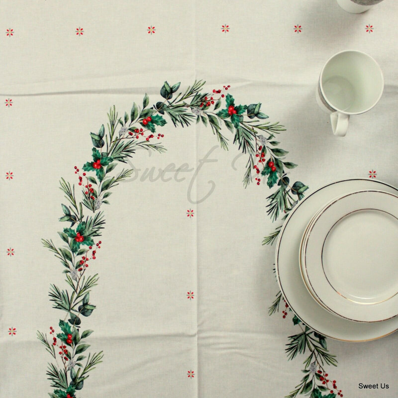 Nappe rectangulaire en coton lavable résistante aux taches, L 98 po x l 60 po