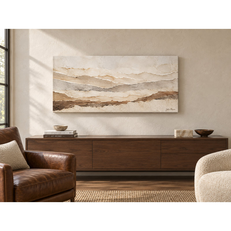 Tableau mural abstrait panoramique en grès stratifié sur toile tendue, H 27,5 po x l 55 po x P 1,5 po