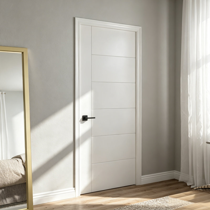 32 po x 80 po Dalle de porte intérieure moulée en composite 7 panneaux blanc lisse, 32 po x 80 po
