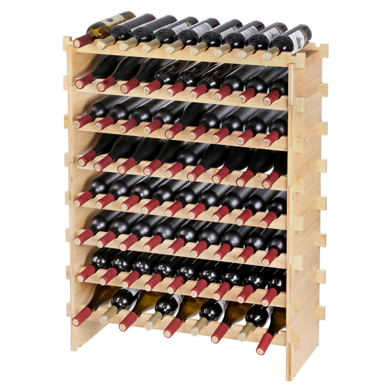 Support à vin empilable à 8 niveaux, bois, facile à choisir, ouverture en bois de 2,6 pouces, convient aux bouteilles standard
