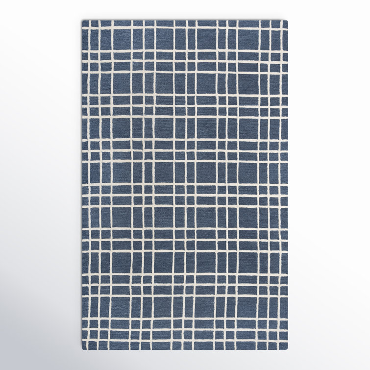 Alec Plaid Handmade Tufted Wool Blue Area Rug