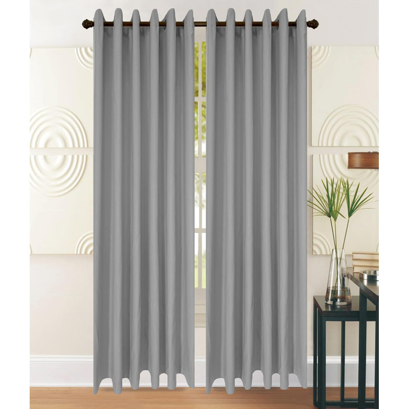 Blackout Curtain Panel Pair, Light Grey, 90cm Drop x 90cm Drop