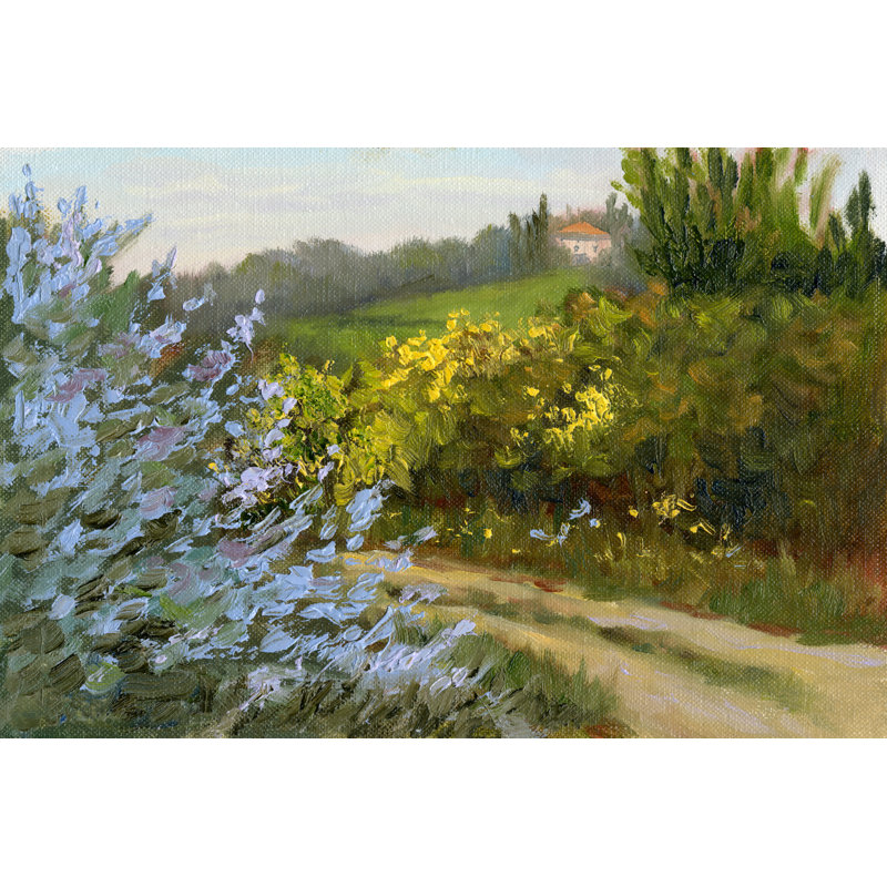 Rosemary by the Road by Mary Jean Weber - Painting Print, 81cm H x 122cm W, Black Floater Framed
