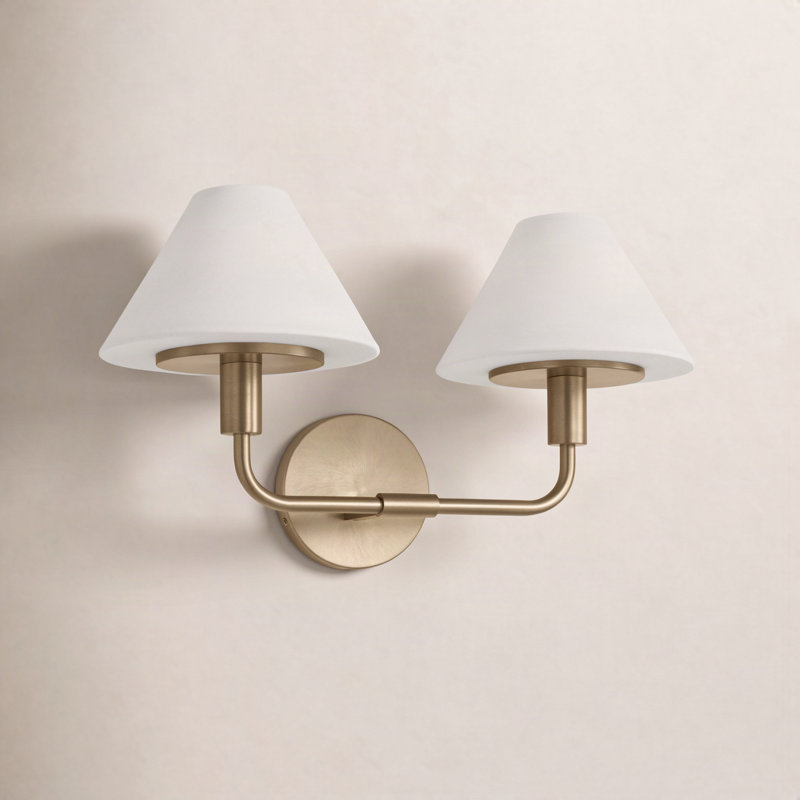 Kristin Medium Sconce from Generation Lighting , 2 Lights, Satin Brass, 11" H x 18" W x 8.875" D