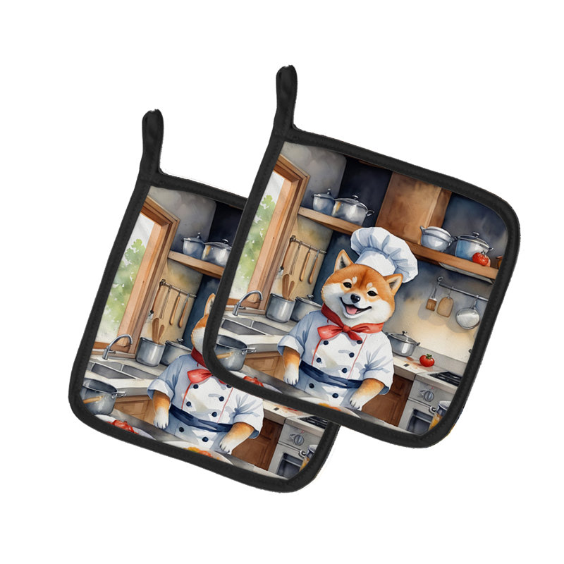 Caroline's Treasures The Dog Chef Polyester Potholder Set