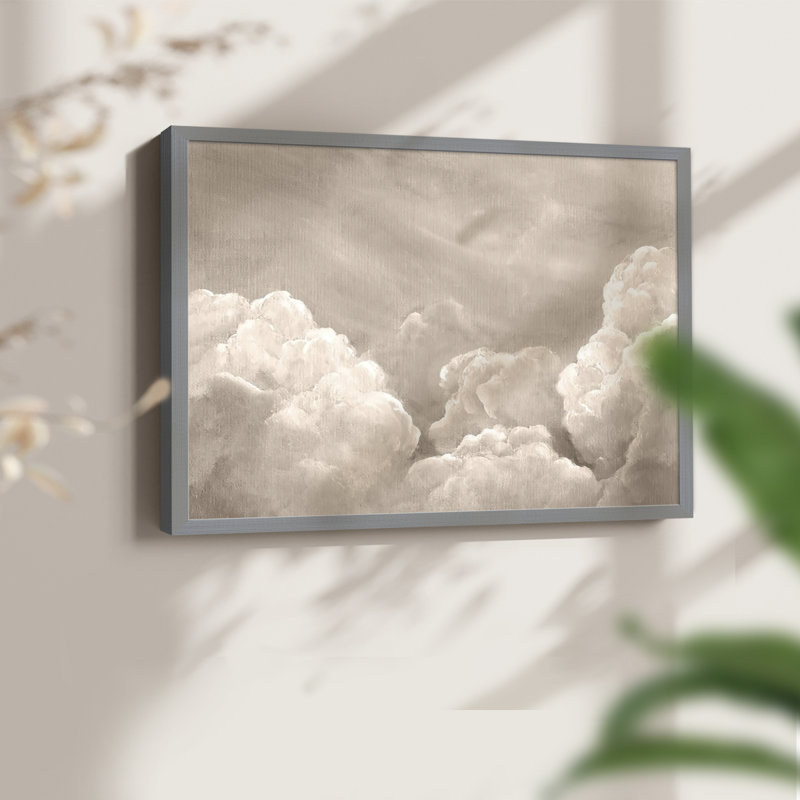 Painted Clouds II - Reproduction encadrée - Restickable, Gris, H 11 po x l 14 po