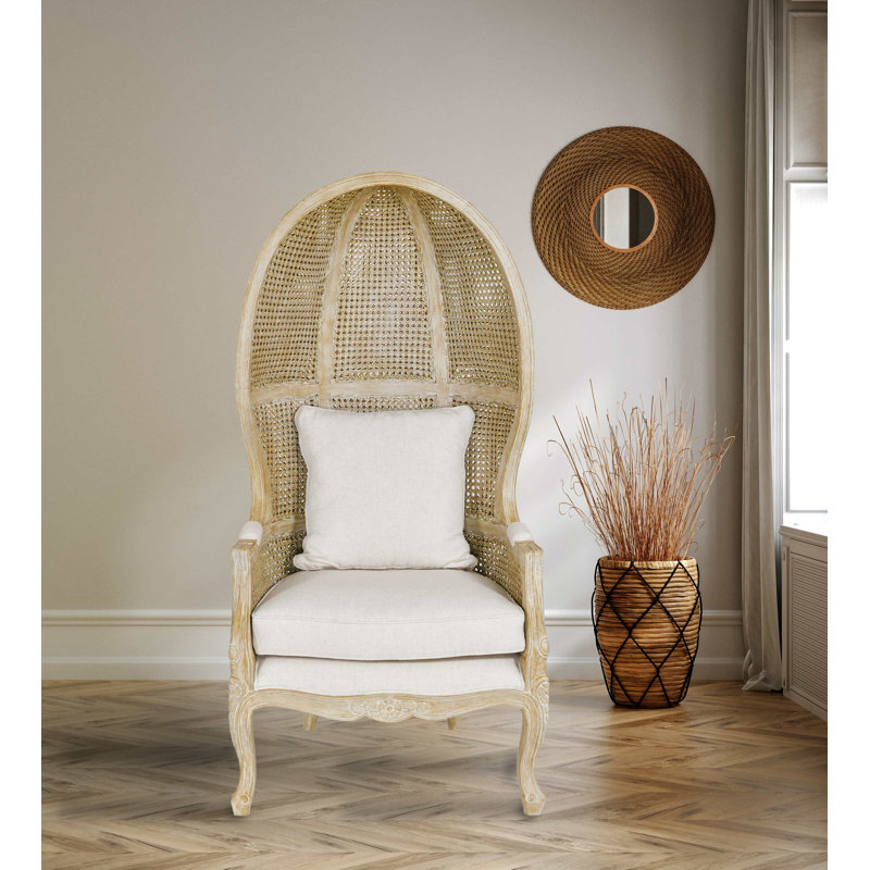 Fauteuil ballon Havel, Structure beige / coussin blanc cassé