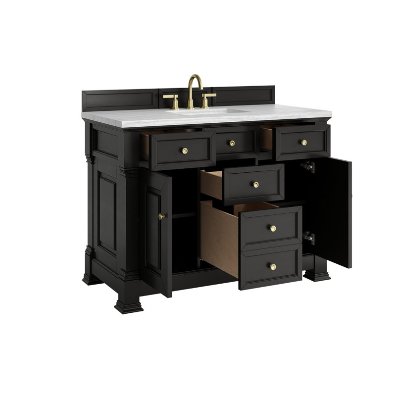 Brookfield 48'' W Single Vanity, Eternal Jasmine Pearl, Widespread, Black Onyx