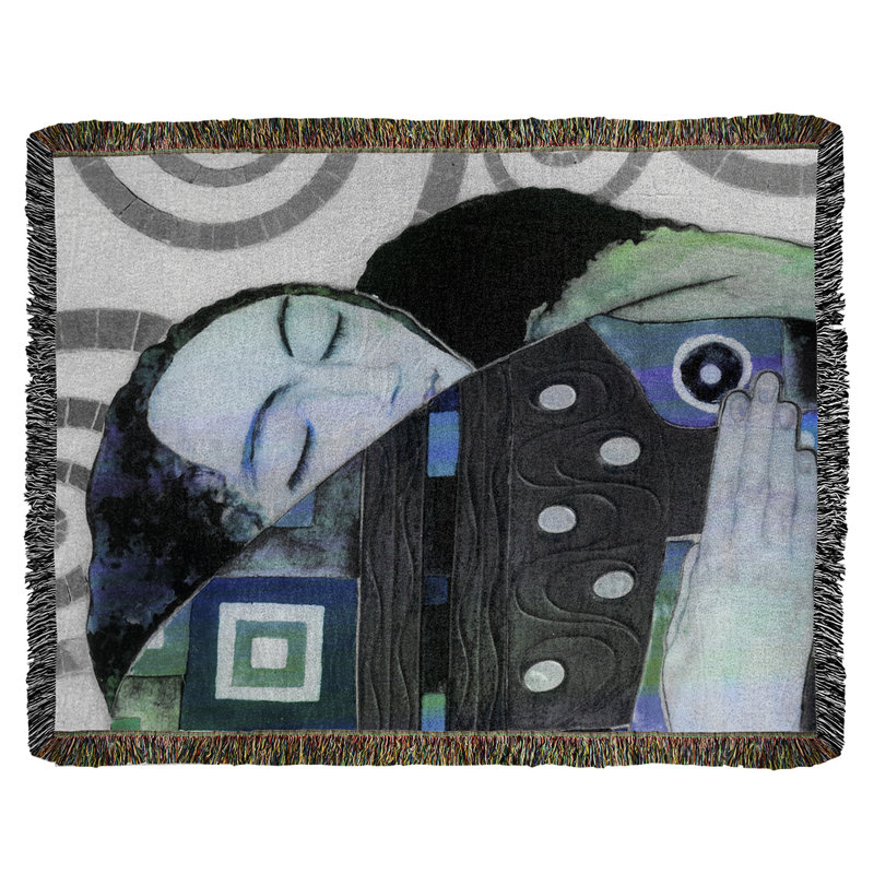 Jeté en coton gustav klimt,, Bleu / dégradé vert