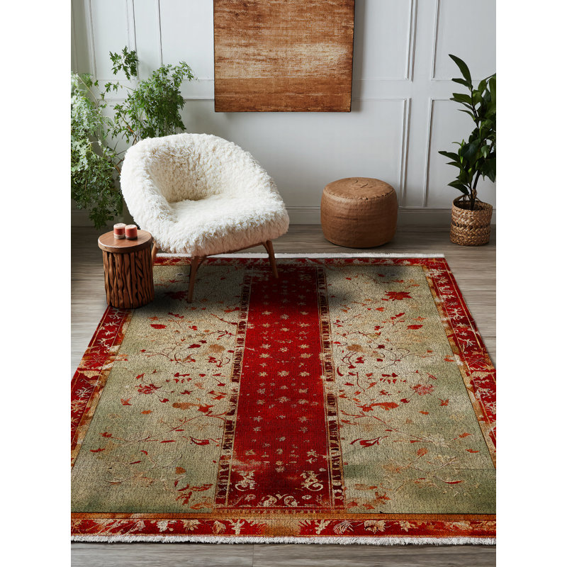 Tapis floral en coton et polyester à imprimé numérique Kaia Collection, Tapis de couloir 4 pi x 16 pi 5 po