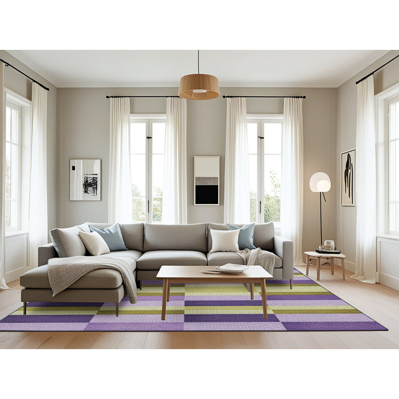 Tapis mauve/vert à tisser électrique, Rectangle 8 pi x 12 pi