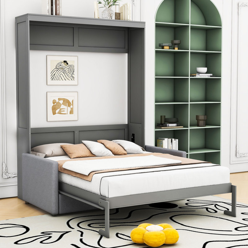 Artemiy Full Size Multi-Functional Murphy Bed with Sofa, Gray
