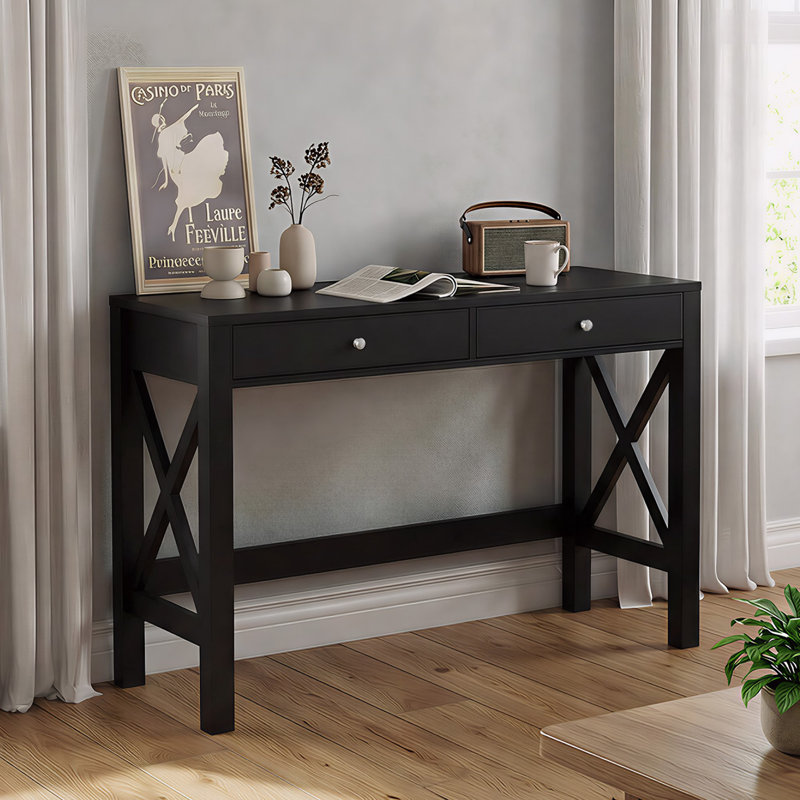 Bureau l 39,4 "avec 2 tiroirs, Noir, noir, noir, noir
