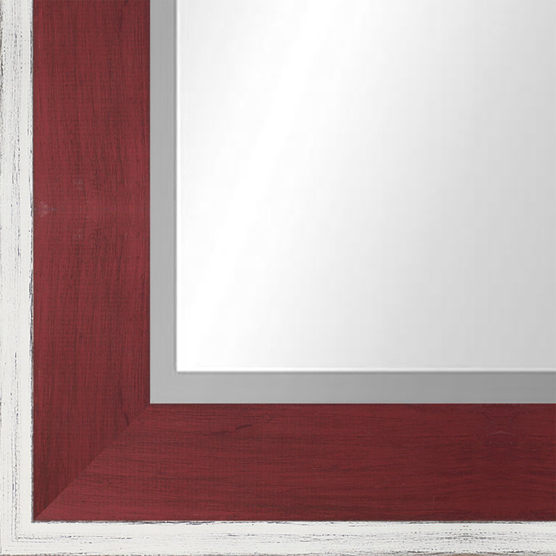 Natural Wood, 22.5" x 22.5", White/Red