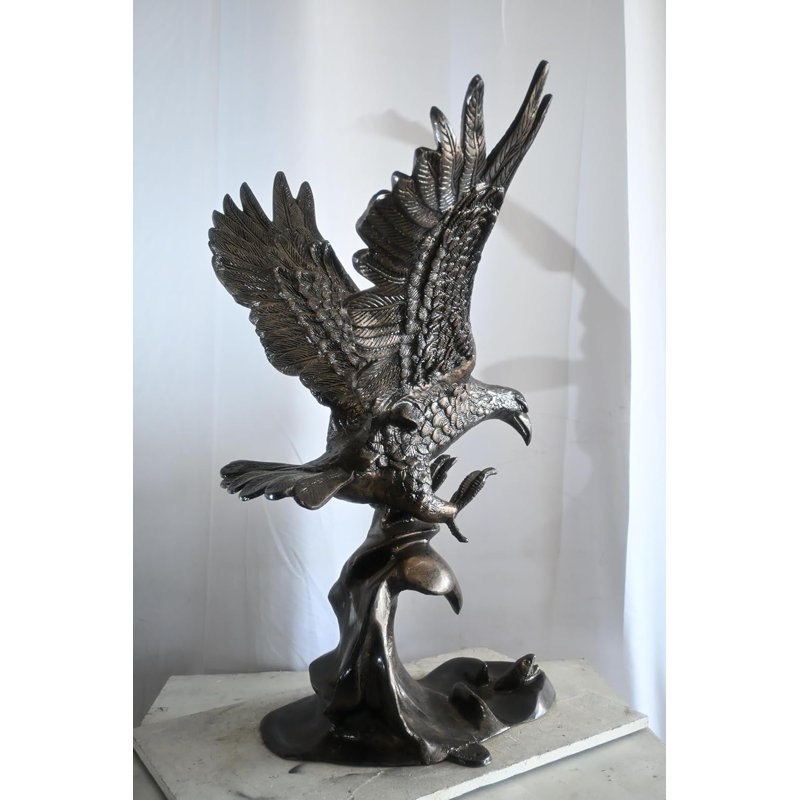 Aluminum Bald Eagle Landing Wings Spread Dark Bronze Art 32"x27"x42"H