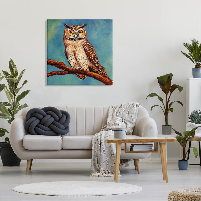 «Détaillé hibou peinture nature toile» par Alpenglow atelier, H 30 po x l 30 po x P 1,5 po