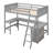  Loft Bed with Built-in Desk and Shelves, Multi-Functional Wooden Frame for Study and Storage-815052852