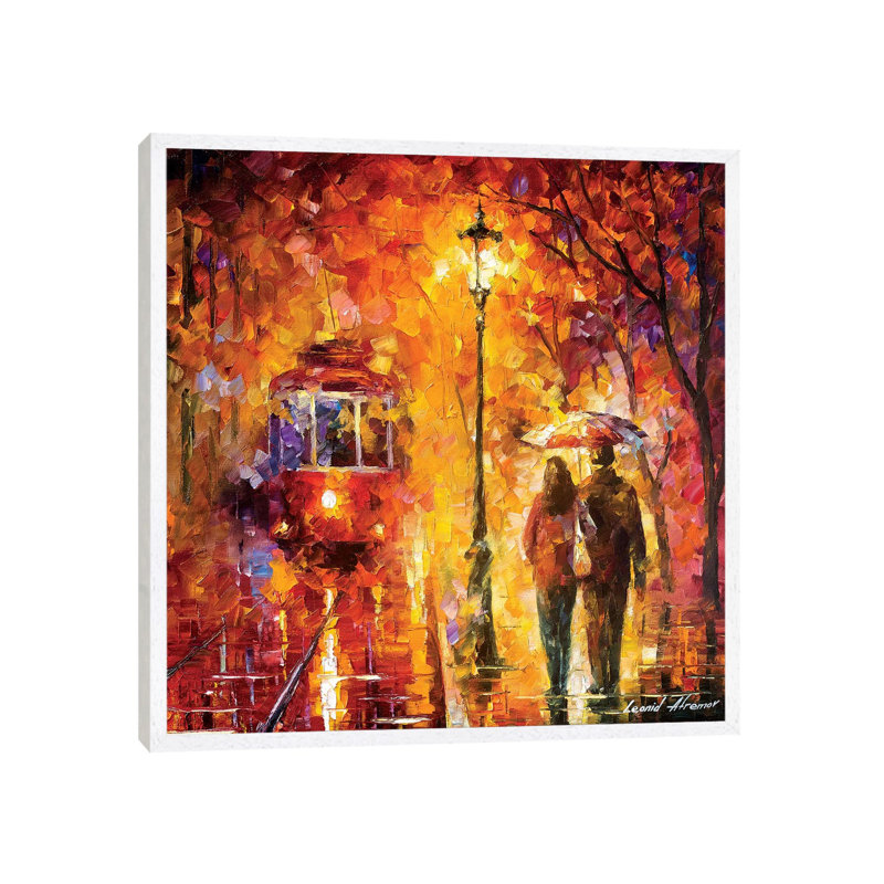 Date By The Trolley by Leonid Afremov - Print on Canvas, 66.04 cm H x 66.04 cm W, White Framed Canvas