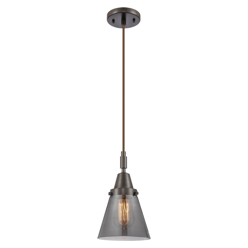 Downtown Urban - Cône Caden - Mini-luminaire suspendu à cordon 1 lumière - Abat-jour, H 129,88 po x l 6,25 po x P 6,25 po