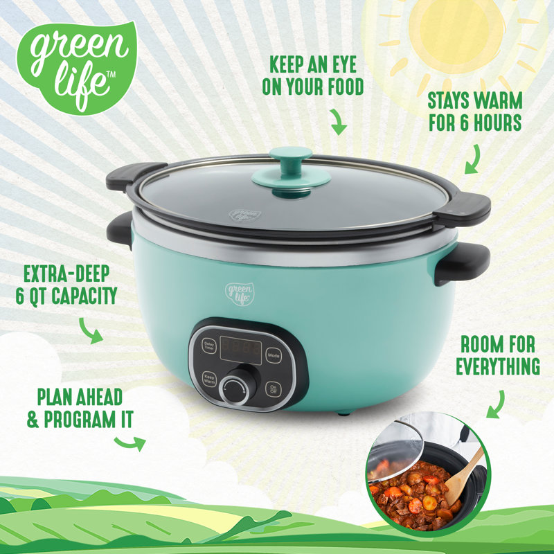Turquoise 6 Quart Digital Display Non-Stick Buffet Server