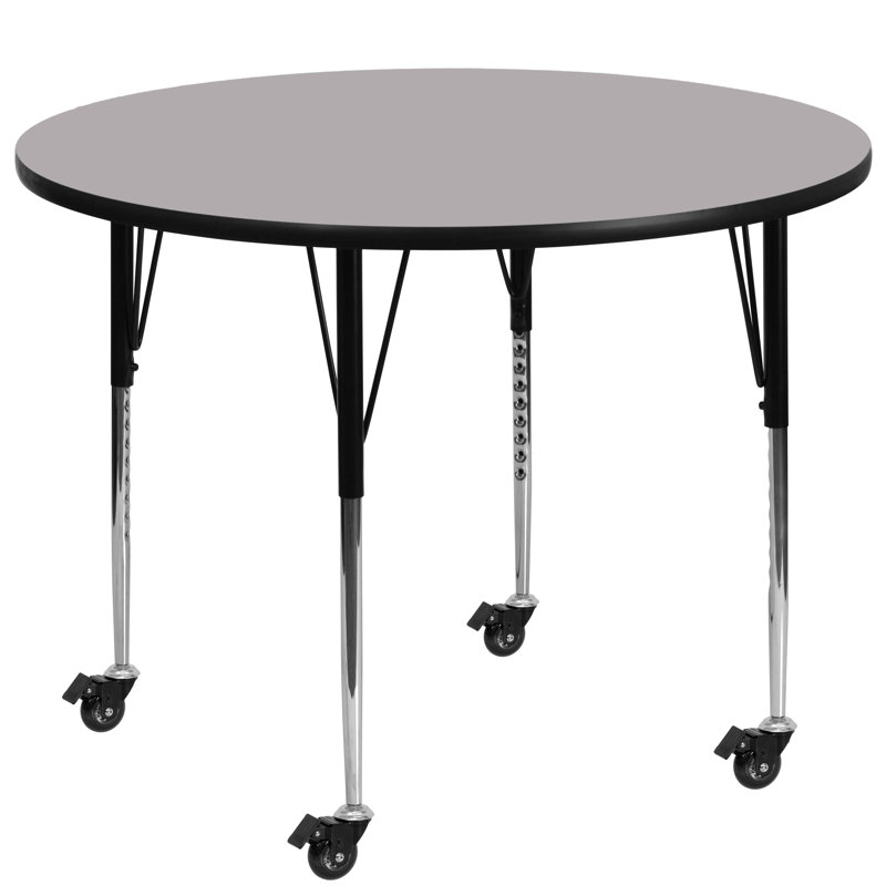 Table ronde mobile en stratifié Goddard, Gris, L 42 po x P 42 po x H 22,25 po à 30,37 po