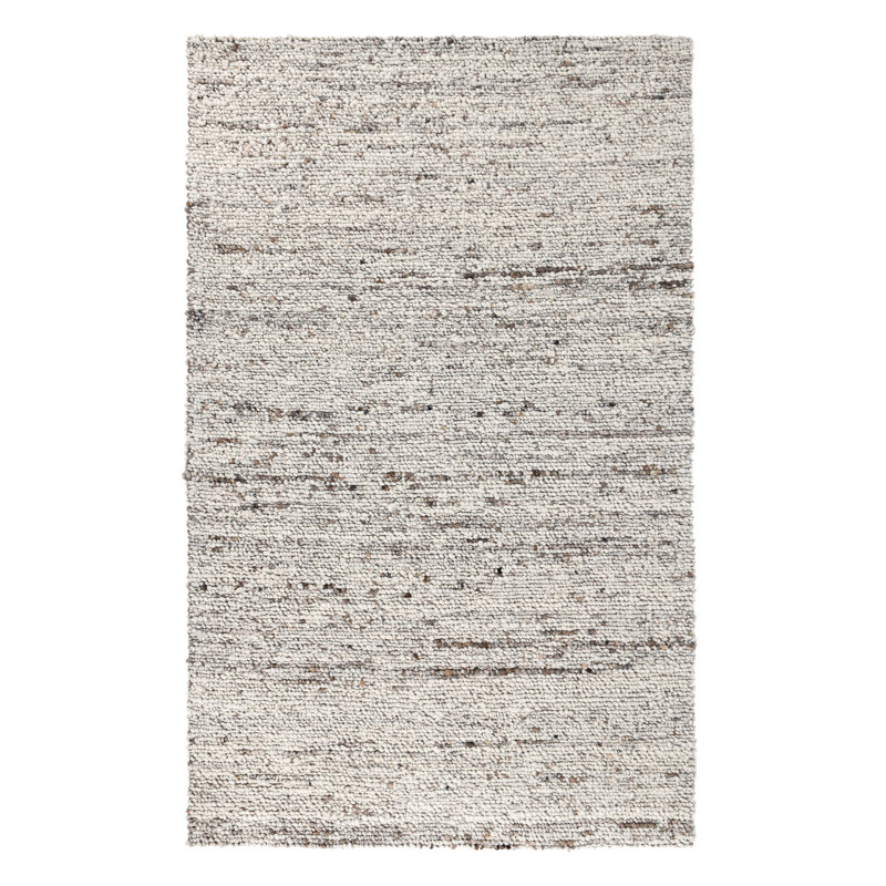 Handmade Natural Wool and Cotton Rectangular Stripe Rug