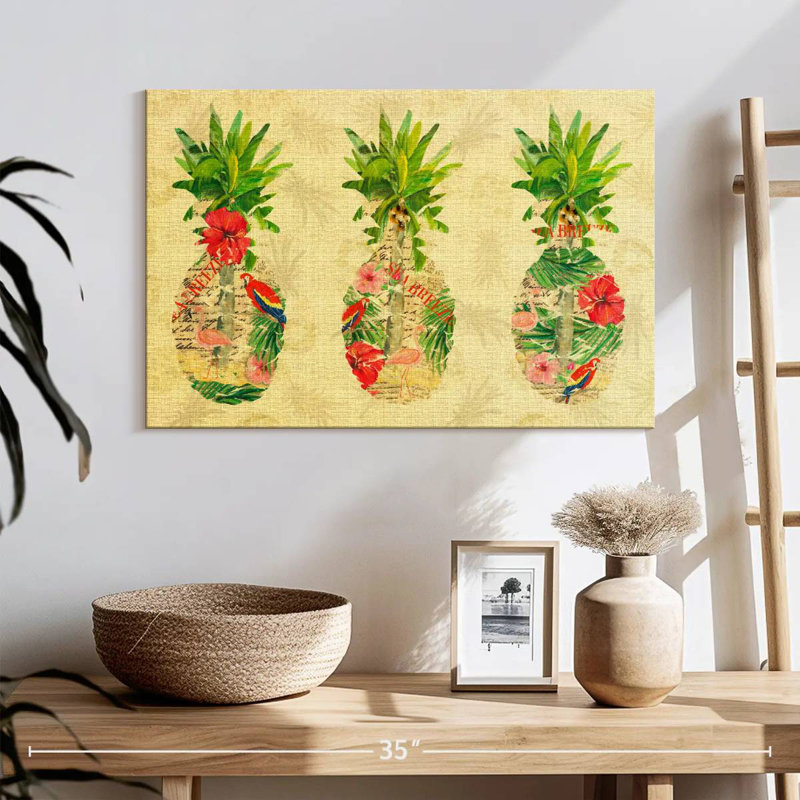 Yarlin Triple Tropical Pineapple Collage, 16" H x 24" W