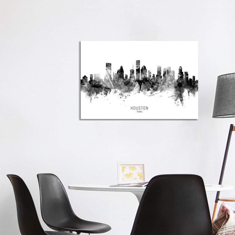 Houston Texas Skyline Name Bw by Michael Tompsett - Wrapped Canvas Gallery-Wrapped Canvas Giclée, 101.6 cm H x 66.04 cm W