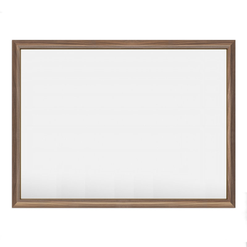 Miroir mural en verre trempé et alliage d'aluminium Amara, 48 po x 36 po, Bois brun foncé