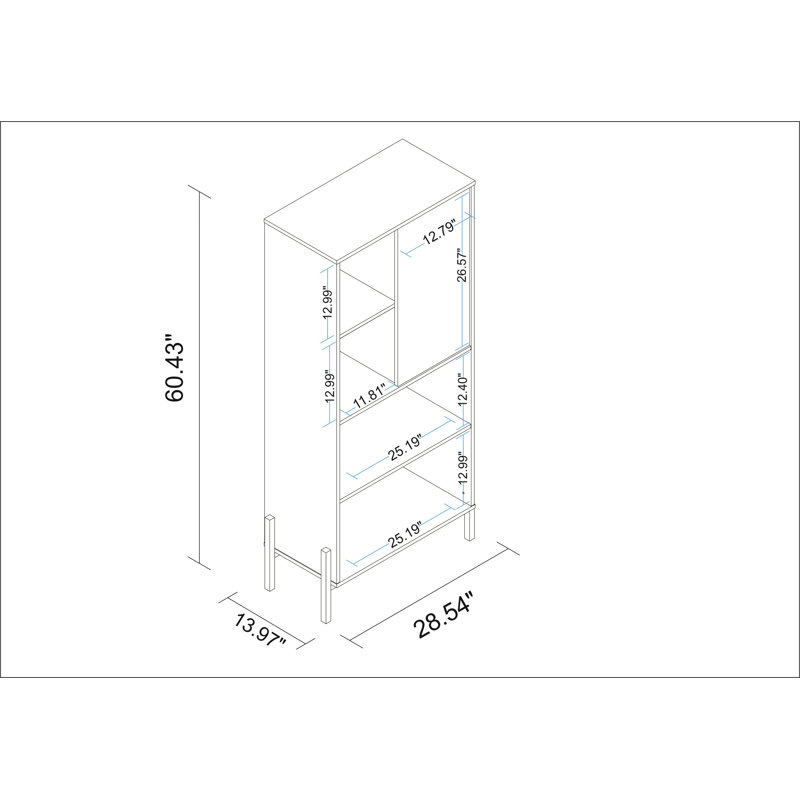 Sandry Geometric Storage Bookcase, Black