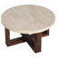 Table basse ronde moderne, plateau à motif marbré de 31,5 pouces, base brun croisé, motif compact et spacieux, pièce de décoration