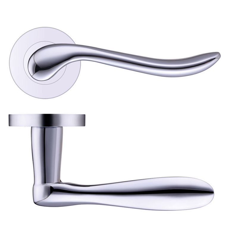 Vesta Latch Door Handle, Polished Chrome