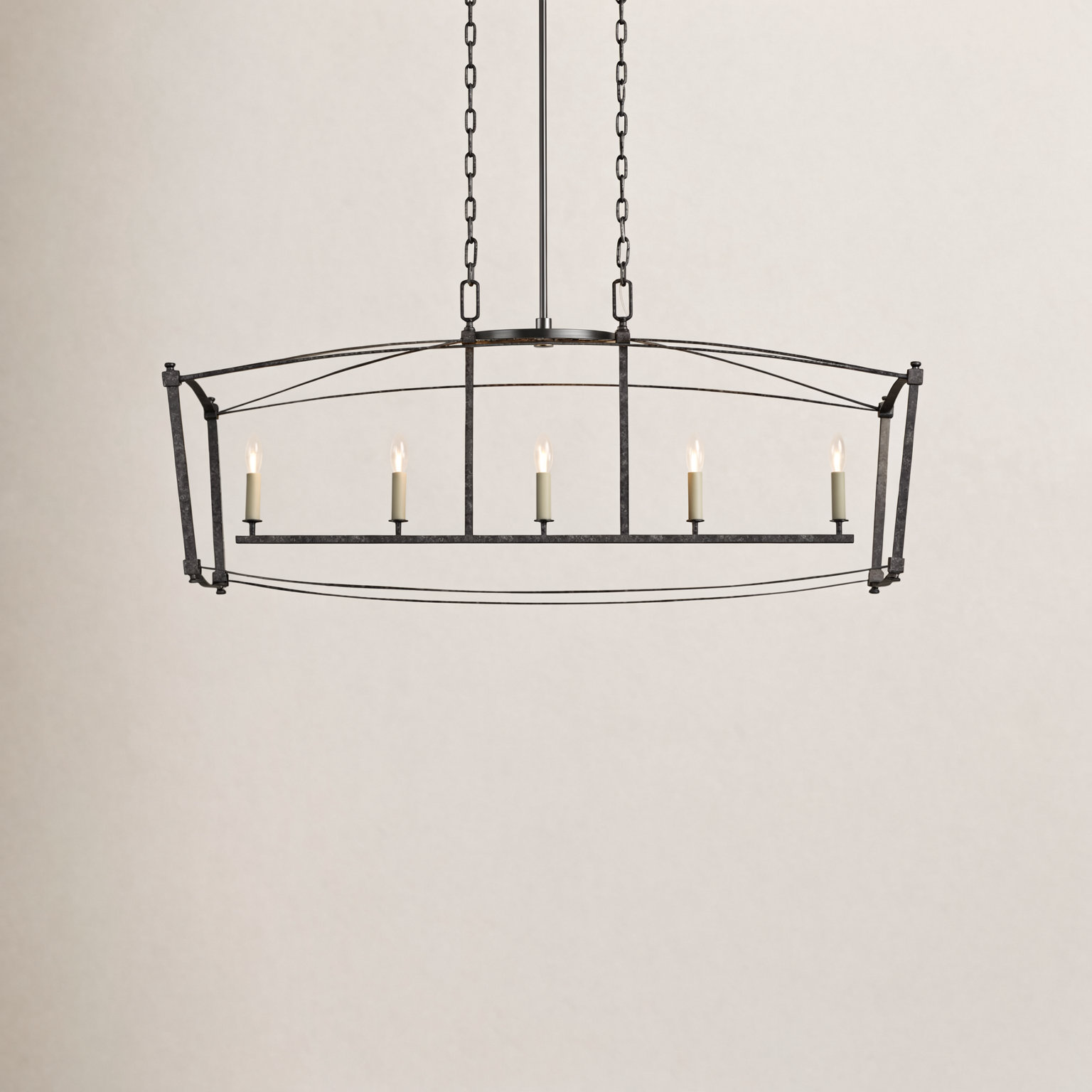 Olive Dimmable 5-Light Pendant, Smith Steel