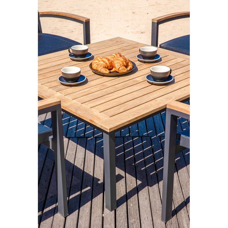 Tribeca Aluminum Teak Sling Stacking Lounge Chair, Black/Brown