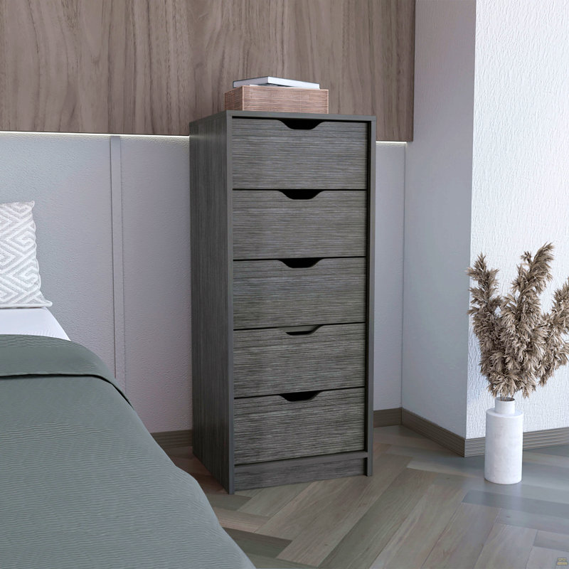 Commode haute 5 tiroirs Basilea, système coulissant