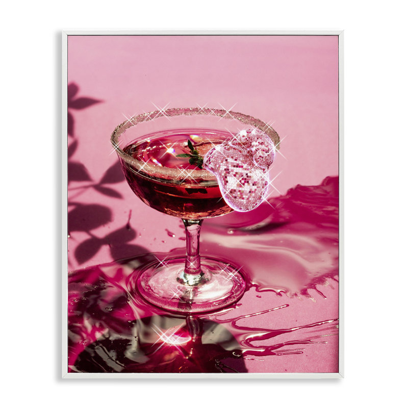 Art giclée rose par Ziwei Li, Estampe numérique encadrée blanc bord de mer, H 20 po x l 16 po