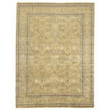 Hand Knotted Wool Area Rug in Gold