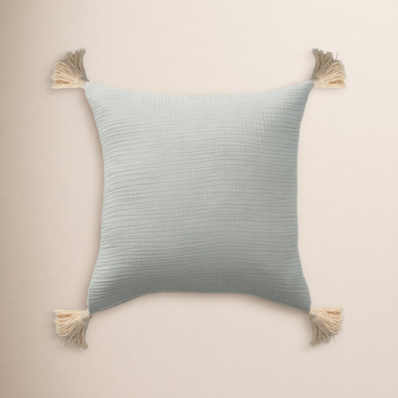 Housse de coussin en coton Ailee, Gris/beige, Inférieur