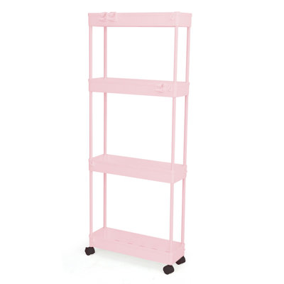 Véhicule de rangement roulant ultra-mince à 4 niveaux, facile à installer et durable, mobile et stable, utilisé pour le rangement dans de petits espaces