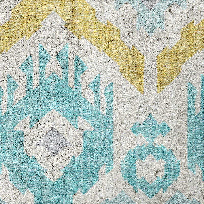 Tapis à poil long de qualité supérieure lavable à la machine ADS108, Aqua, 3 pi x 5 pi
