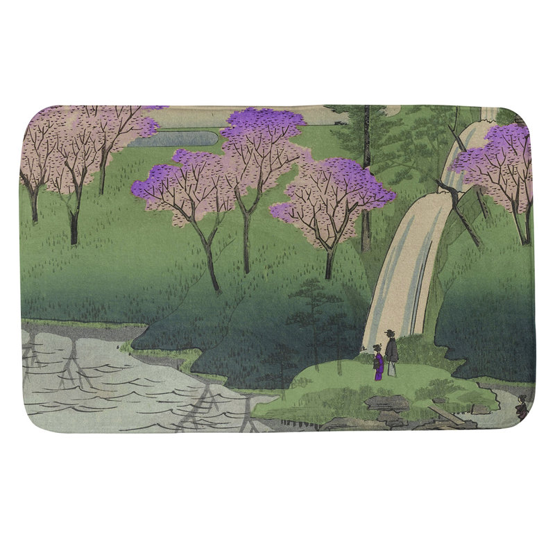 Tapis pour salle de bain chiyogaike étang, l 17 po x L 24 po, Beige / vert / mauve