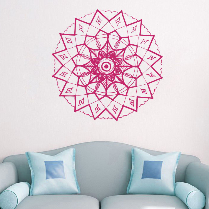 Adhésif décoratif mandala yoga, H 20 po x l 22 po, Rose millennial