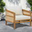 Ensemble de canapés de patio modulaires 5 pièces, bois d'acacia et rotin PE, ensemble de patio moderne