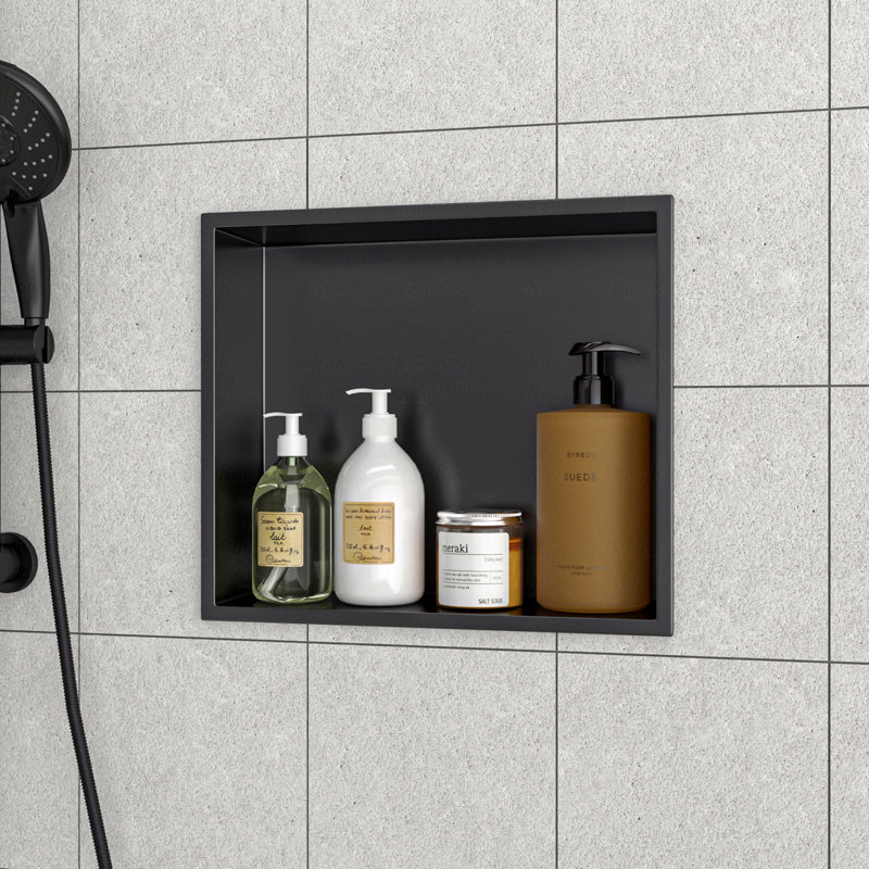 Niche de douche en acier inoxydable 15 po x 13 po, noir bronze, H 3,94 po x l 15 po x P 13 po, Bronze industriel-noir