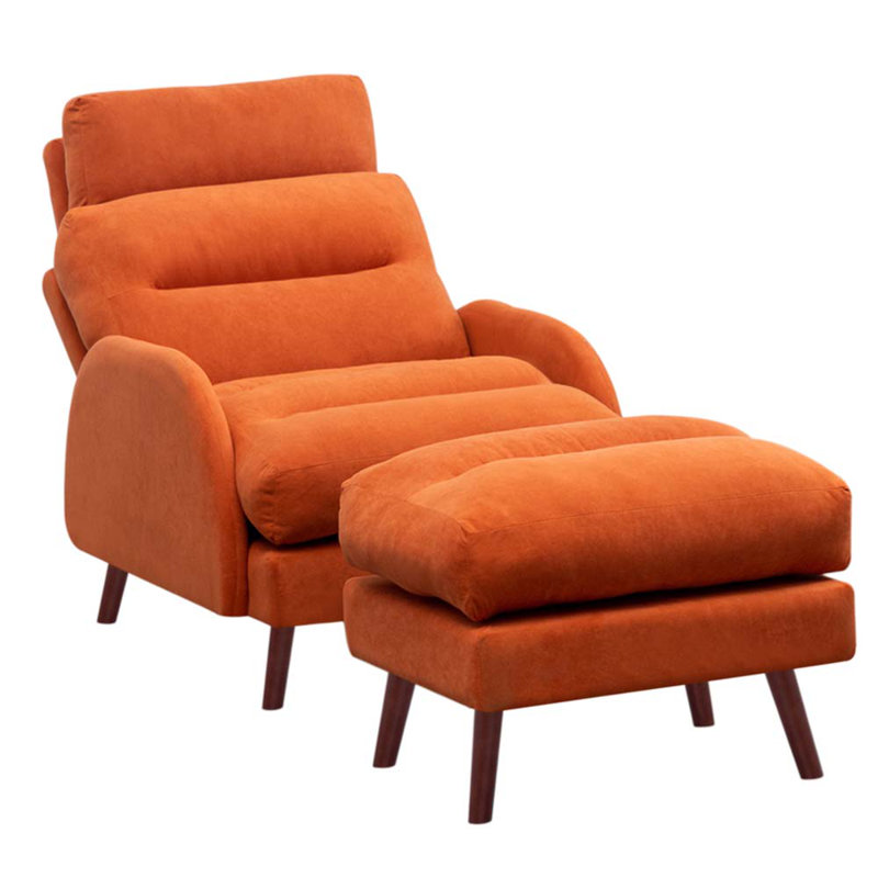 Kathryn 60cm Wide Velvet Ergonomic Recliner, Orange